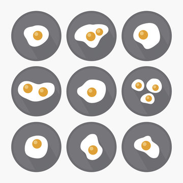 fried eggs icon set
