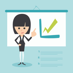 Businesswoman Presenting Business Growth Chart
