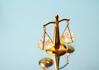 Court. Justice. Scales on mirror