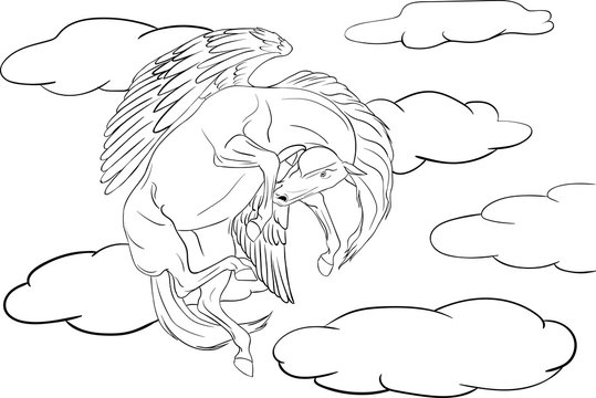Coloring page Pegasus soaring