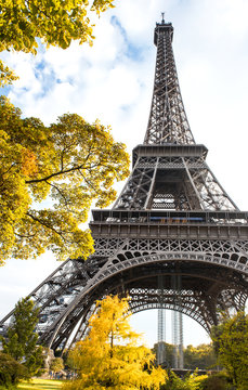 Famous Eiffel Tower in autumn Paris, France