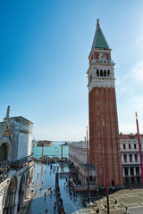 Flooded St. Marks Square in Venice, Italy.