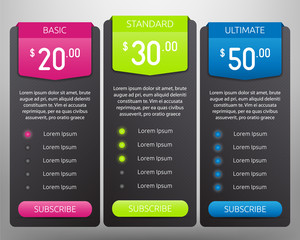 Pricing Tables Mock Up