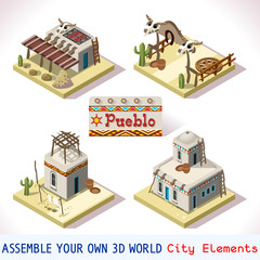 Pueblo Tiles 01 Set Isometric