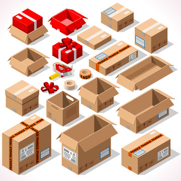 Box Delivery Vector Isometric Gift Pack