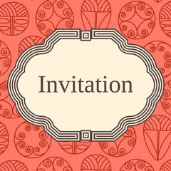 Invitation, wedding or greeting card template. Elegant frame
