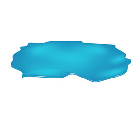 Puddle of water spill clipart. Blue stain, plash, drop. Vector illustration isolated on the white background