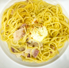 Spaghetti Carbonara with egg