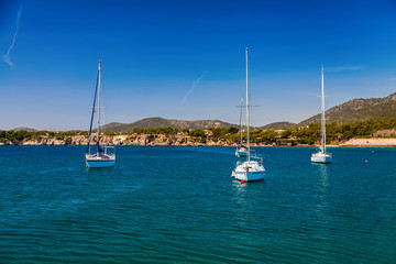 small yachts in the harbor of Portals Nous