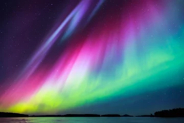 Poster Im Rahmen Nordlichter (Aurora borealis) am Himmel © petejau