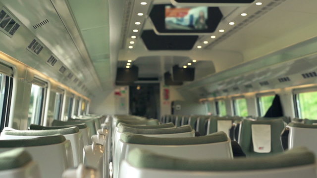 Empty train wagon during ride, super slow motion, shot at 240fps
  