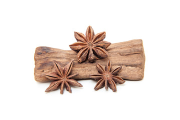 Fine star anis on white background