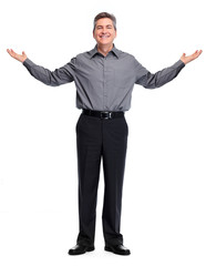 Businessman presenting copy space.