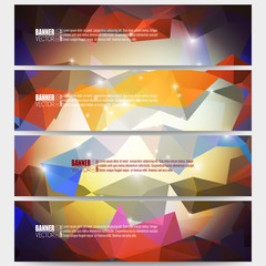Set of modern vector banners. Abstract multicolored background. Scientific digital design, science illustration