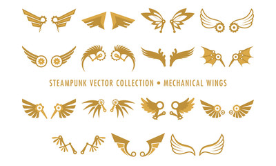 Steampunk Collection (isolated on white) - Mechanical Wings