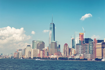 Lower Manhattan City Skyline from Across River