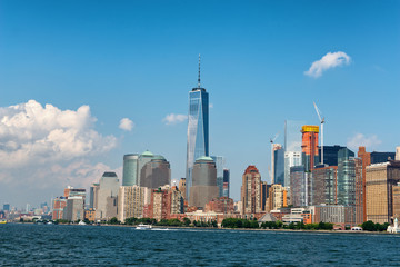 Fototapeta na wymiar Lower Manhattan City Skyline from Across River