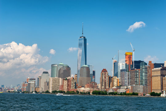 Lower Manhattan City Skyline from Across River