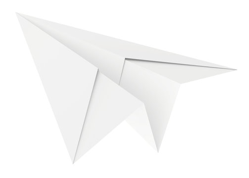 Paper plane. Isolated on white background. Clean 3d render