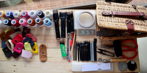 Leather craft tools for Handmade key ring and small bag