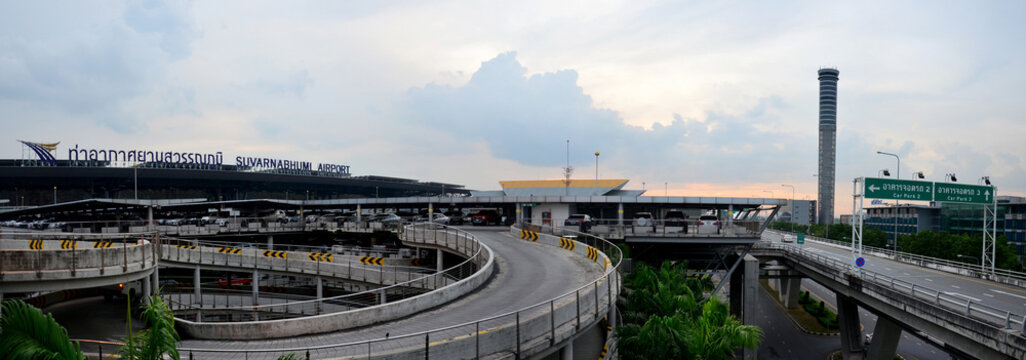 Panorama of Exterior Building Suvarnabhumi International Airport