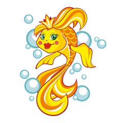 Gold fish. Vector illustration.