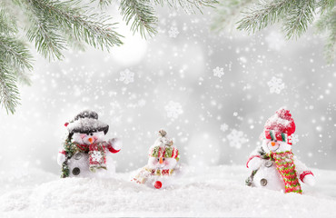 Christmas background with snowman