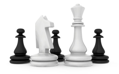 The composition of the chess pieces isolated on white background