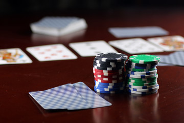 poker chips Cards