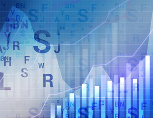 Business graph with symbol background