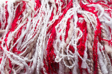 close up red and white blanket 