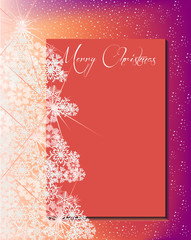 Christmas tree made with snowflakes and card for text orange pink