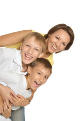 Happy mother with  sons