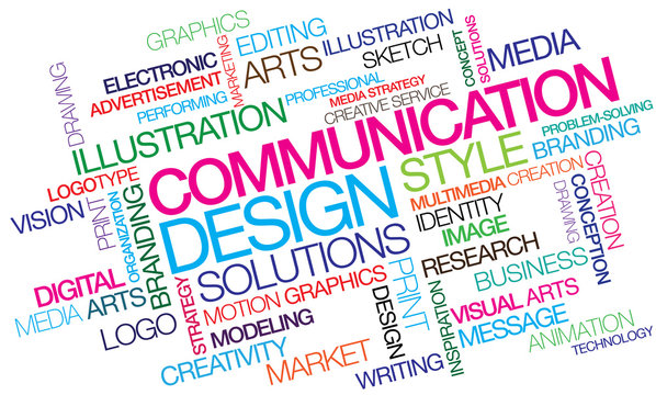 Communication design marketing visual art branding identity words colored tag cloud colored text creativity advertisement colorful
