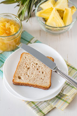 Toast with pineapple jam and slices
