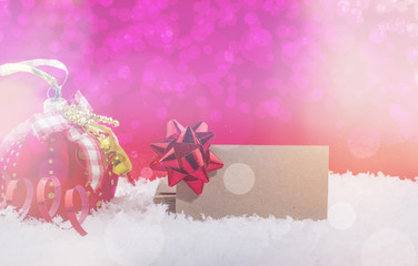 Christmas decorations in the snow business card