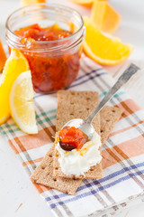 Orange and pumpkin jam ingredients 