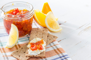 Orange and pumpkin jam ingredients 