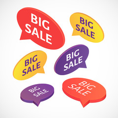 Vector Big sale text bubble set