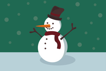 Illustrativer Schneemann mit Schneeflocken