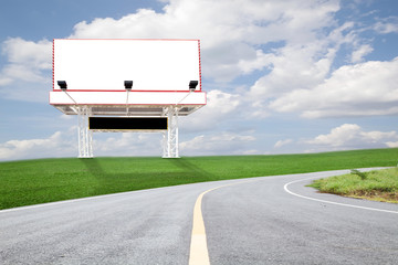 Blank billboard for your advertisement on road curve.