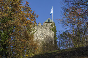 Burgruine Hohenfried bei Aschbach, Herbstlandschaft Oberbayern