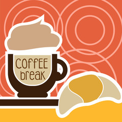 illustration of isolated a cup of coffee and sweet