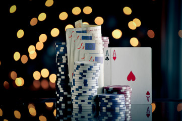 Christmas setting with poker chips