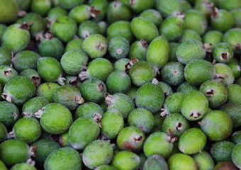 Fresh ripe sweet Feijoa fruits