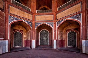 Keuken spatwand met foto Arch with carved marble window. Mughal style. Humayun's tomb, De © Dmitry Rukhlenko
