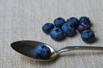blueberries and spoon