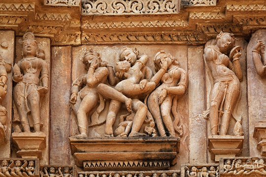 Erotic sculptures, Khajuraho, India
