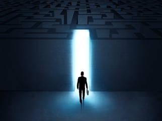 man at the entrance to a maze