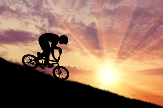 Silhouette of a cyclist